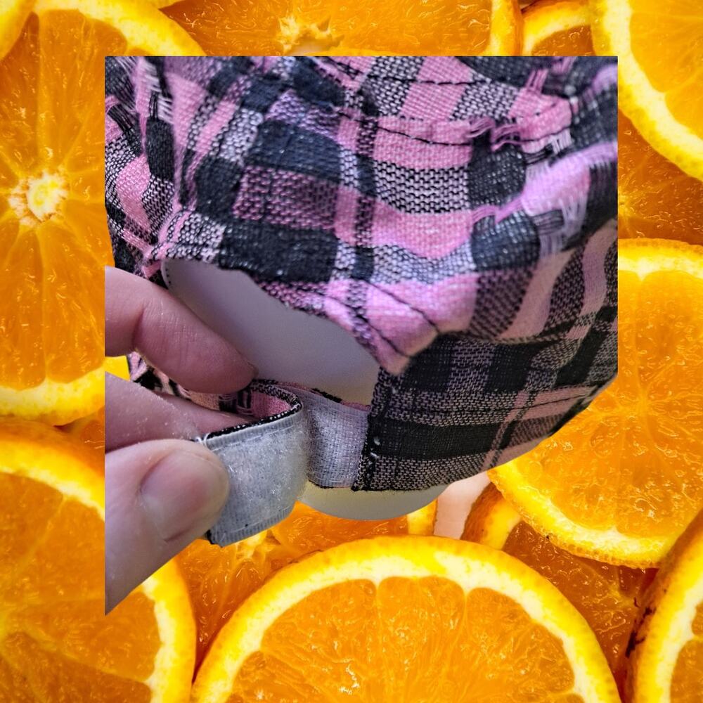 Pink And Black Checked Hook And Loop Adjustable H… - image 4